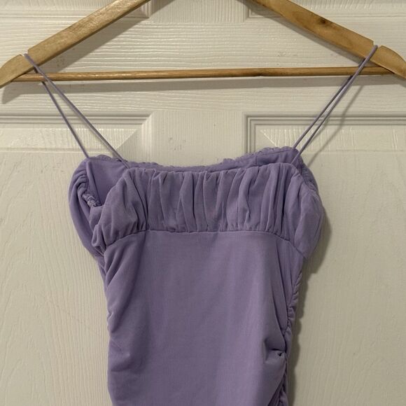 NWT Princess Polly Penney Dress Purple Ruched Mesh Mini Bodycon Size 0 - Picture 5 of 7